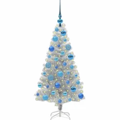 vidaXL Árbol de Navidad con 150 LED con soporte 120 cm PET Plateado Best