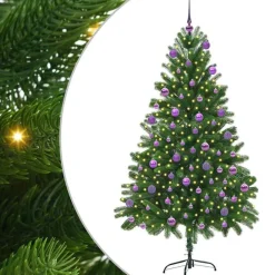 vidaXL Decoración-Árbol de Navidad con 300 LED con soporte Verde 180 cm PE