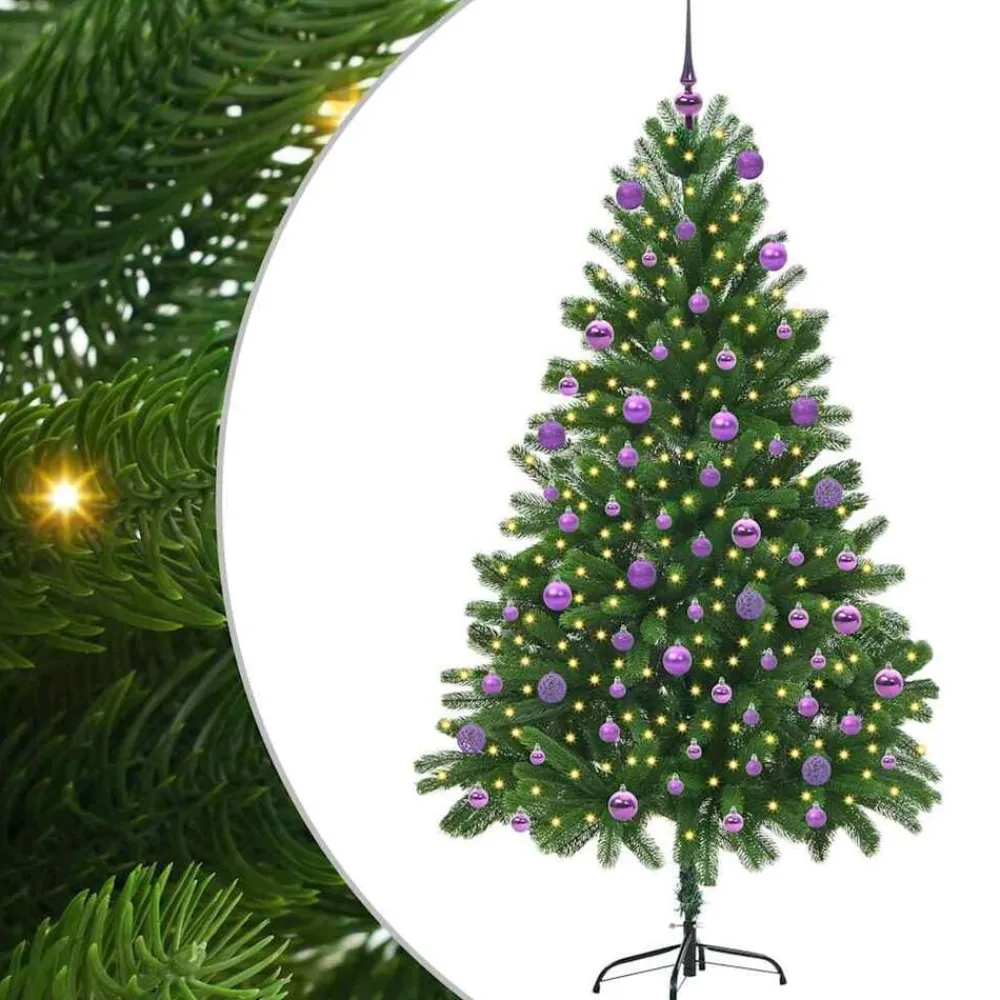 vidaXL Decoración-Árbol de Navidad con 300 LED con soporte Verde 180 cm PE