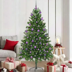 vidaXL Decoración-Árbol de Navidad con 300 LED con soporte Verde 180 cm PE