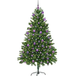 vidaXL Decoración-Árbol de Navidad con 300 LED con soporte Verde 180 cm PE