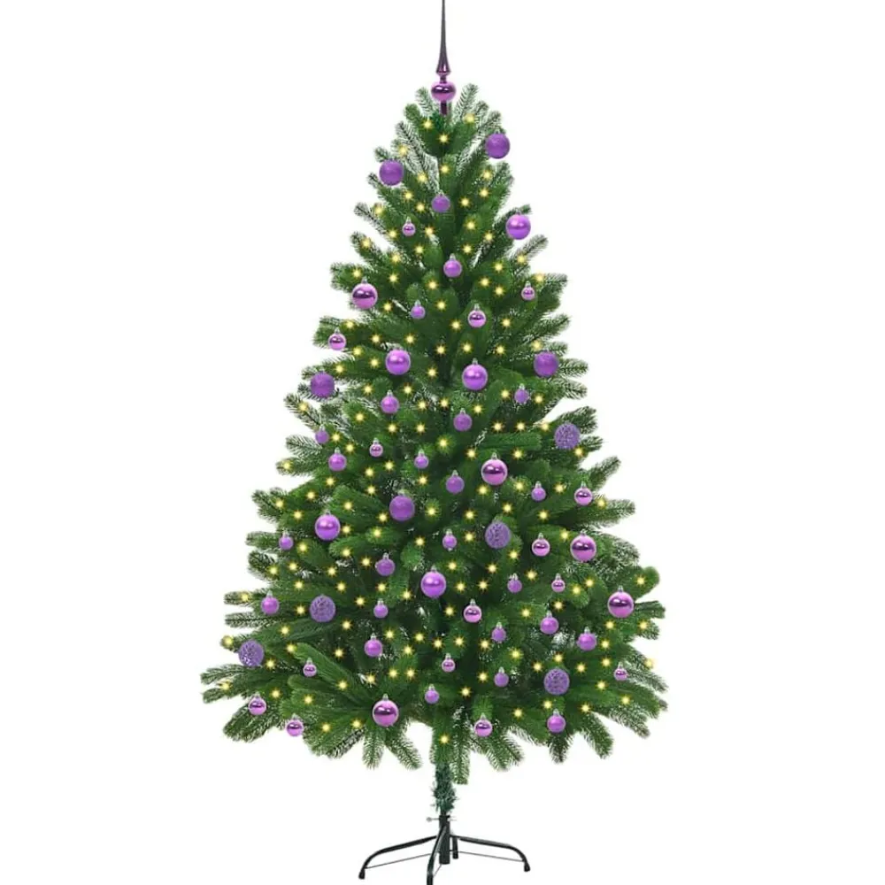 vidaXL Decoración-Árbol de Navidad con 300 LED con soporte Verde 180 cm PE