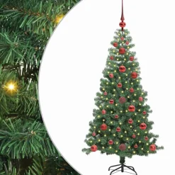 vidaXL Árbol de Navidad con 150 LED con soporte 120 cm PVC Verde Clearance