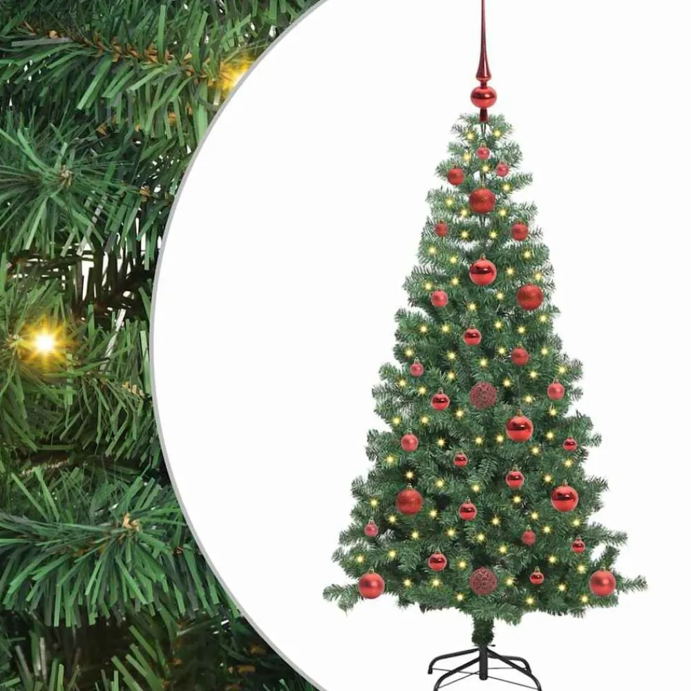 vidaXL Árbol de Navidad con 150 LED con soporte 120 cm PVC Verde Clearance