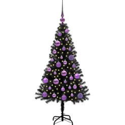 vidaXL Árbol de Navidad con 150 LED con soporte 120 cm PVC Negro Best