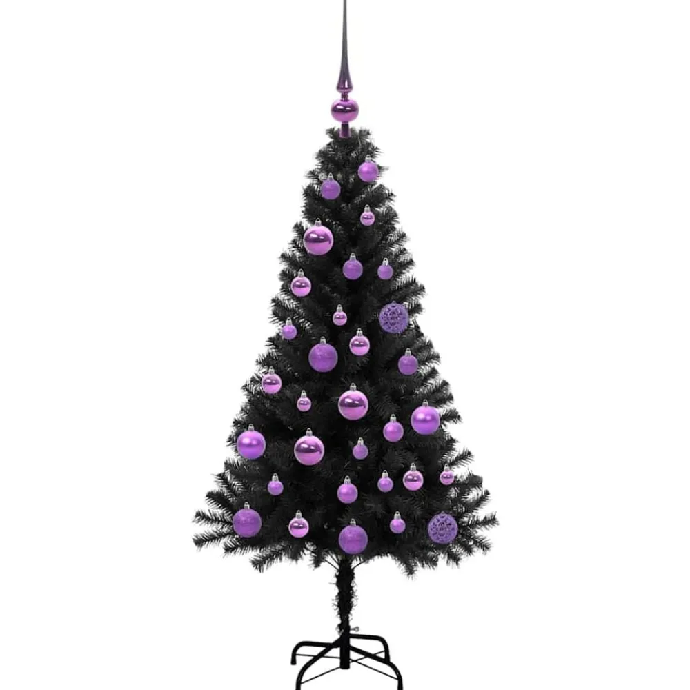 vidaXL Árbol de Navidad con 150 LED con soporte 120 cm PVC Negro Best