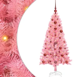 vidaXL Árbol de Navidad con 150 LED con soporte 120 cm PVC Rosa Online