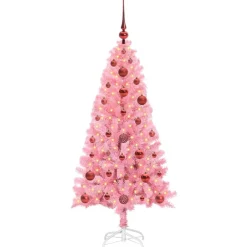 vidaXL Árbol de Navidad con 150 LED con soporte 120 cm PVC Rosa Online