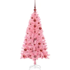 vidaXL Árbol de Navidad con 150 LED con soporte 120 cm PVC Rosa Online