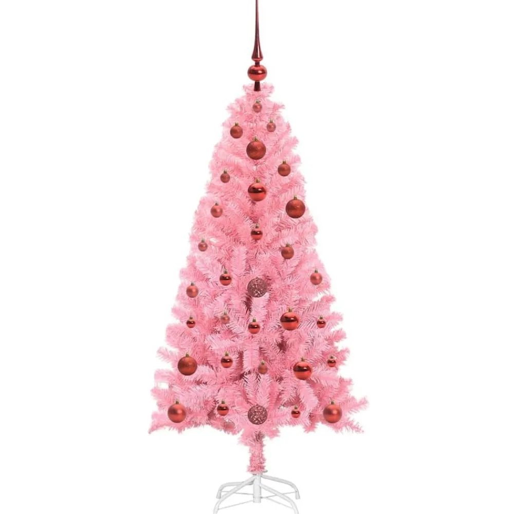 vidaXL Árbol de Navidad con 150 LED con soporte 120 cm PVC Rosa Online