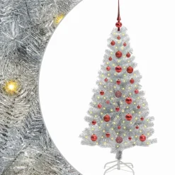vidaXL Árbol de Navidad con 150 LED con soporte 120 cm PET Plateado