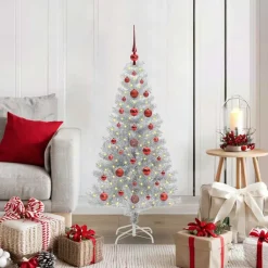 vidaXL Árbol de Navidad con 150 LED con soporte 120 cm PET Plateado