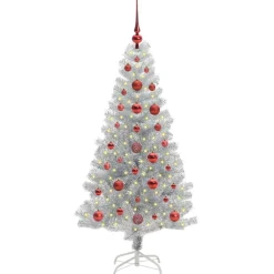 vidaXL Árbol de Navidad con 150 LED con soporte 120 cm PET Plateado