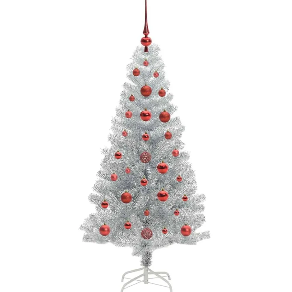 vidaXL Árbol de Navidad con 150 LED con soporte 120 cm PET Plateado