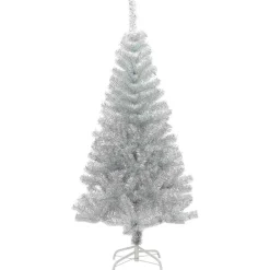 vidaXL Árbol de Navidad con 150 LED con soporte 120 cm PET Plateado