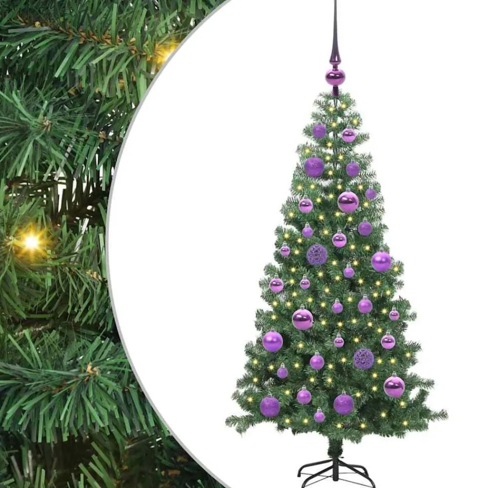 vidaXL Decoración-Árbol de Navidad con 150 LED con soporte 120 cm PVC