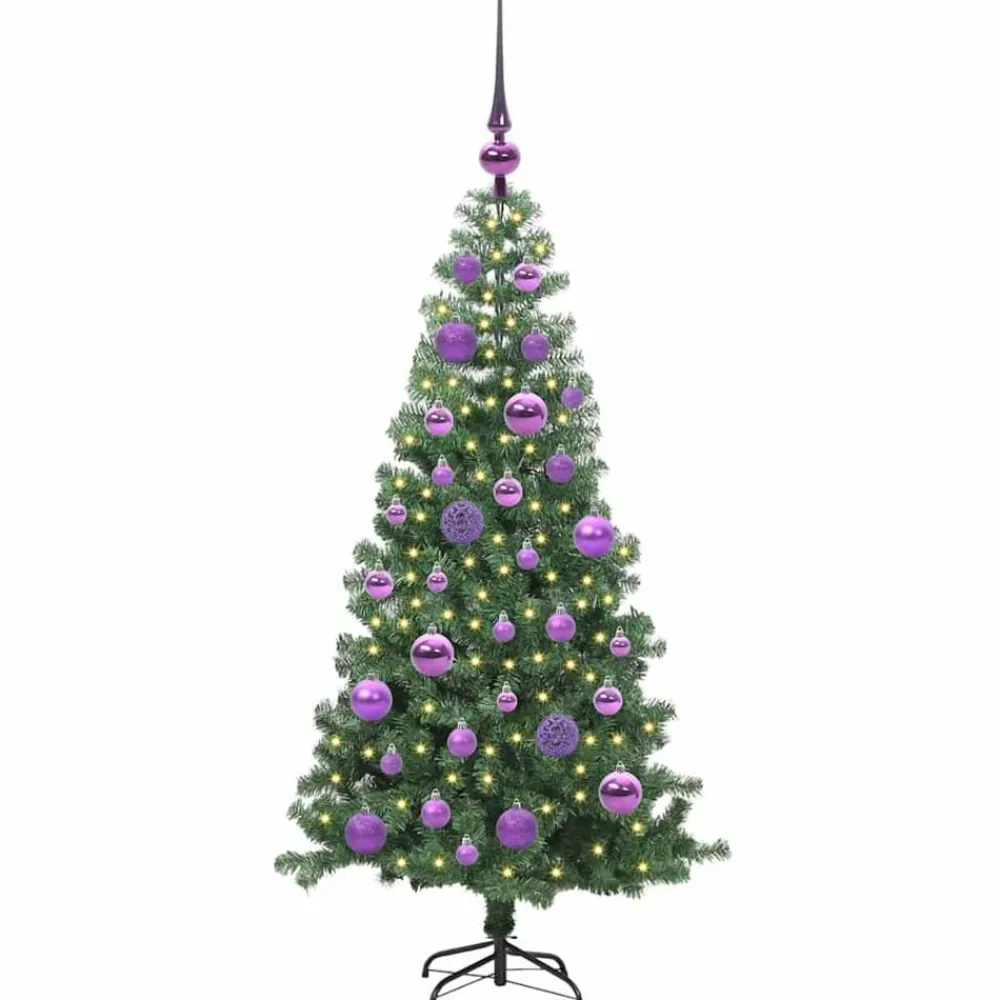 vidaXL Decoración-Árbol de Navidad con 150 LED con soporte 120 cm PVC