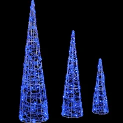 vidaXL Decoración-Árbol de Navidad con 90 LED 3 pcs 20 x 20 x 80 cm Acrílico