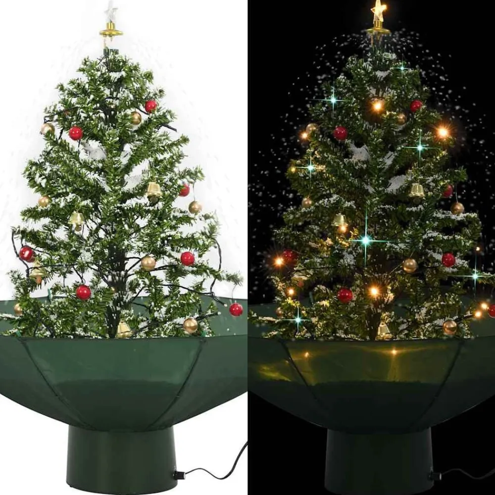 vidaXL Decoración-Árbol de Navidad con nieve con base en paraguas 75 cm