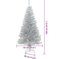 vidaXL Árbol de Navidad con 150 LED con soporte 120 cm PET Plateado New