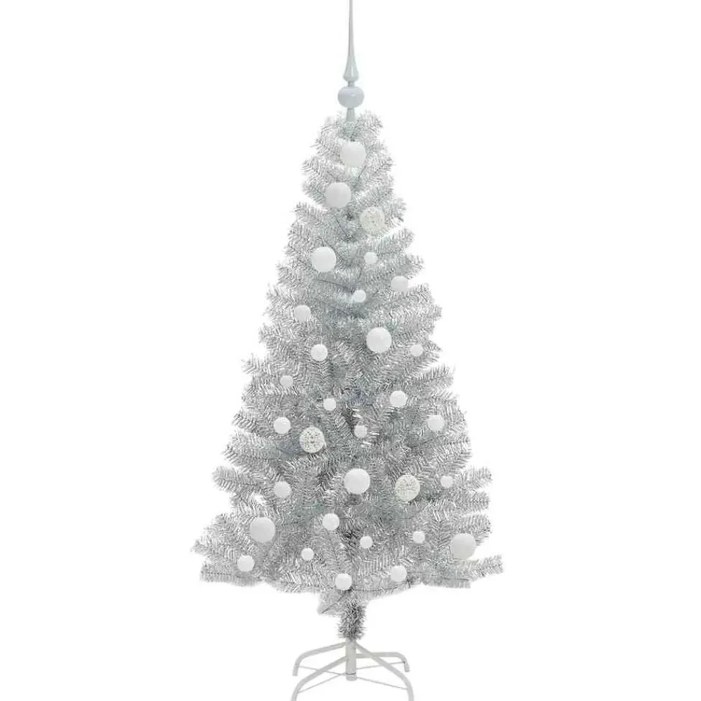 vidaXL Árbol de Navidad con 150 LED con soporte 120 cm PET Plateado New