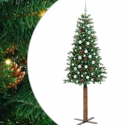 vidaXL Decoración-Árbol de Navidad Delgado con 300 LED con soporte 210 cm