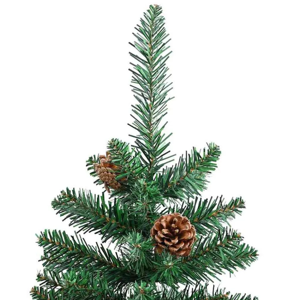 vidaXL Decoración-Árbol de Navidad Delgado con 300 LED con soporte 210 cm