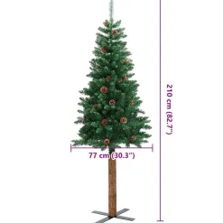 vidaXL Decoración-Árbol de Navidad Delgado con 300 LED con soporte 210 cm
