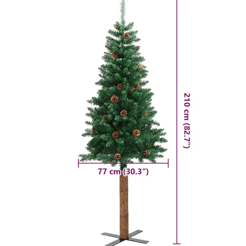 vidaXL Decoración-Árbol de Navidad Delgado con 300 LED con soporte 210 cm