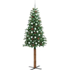 vidaXL Decoración-Árbol de Navidad Delgado con 300 LED con soporte 210 cm