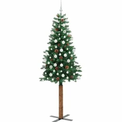 vidaXL Decoración-Árbol de Navidad Delgado con 300 LED con soporte 210 cm