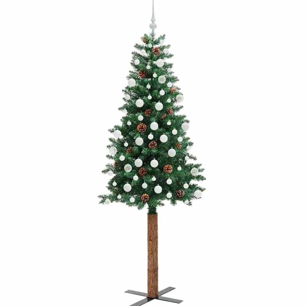 vidaXL Decoración-Árbol de Navidad Delgado con 300 LED con soporte 210 cm
