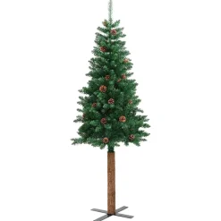 vidaXL Decoración-Árbol de Navidad Delgado con 300 LED con soporte 210 cm