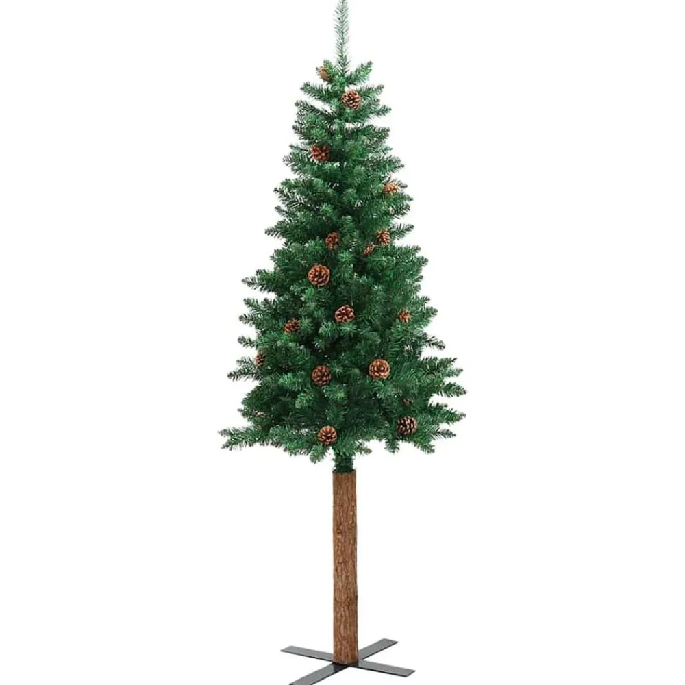 vidaXL Decoración-Árbol de Navidad Delgado con 300 LED con soporte 210 cm