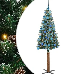 vidaXL Decoración-Árbol de Navidad Delgado con 300 LED con soporte Verde 180 cm