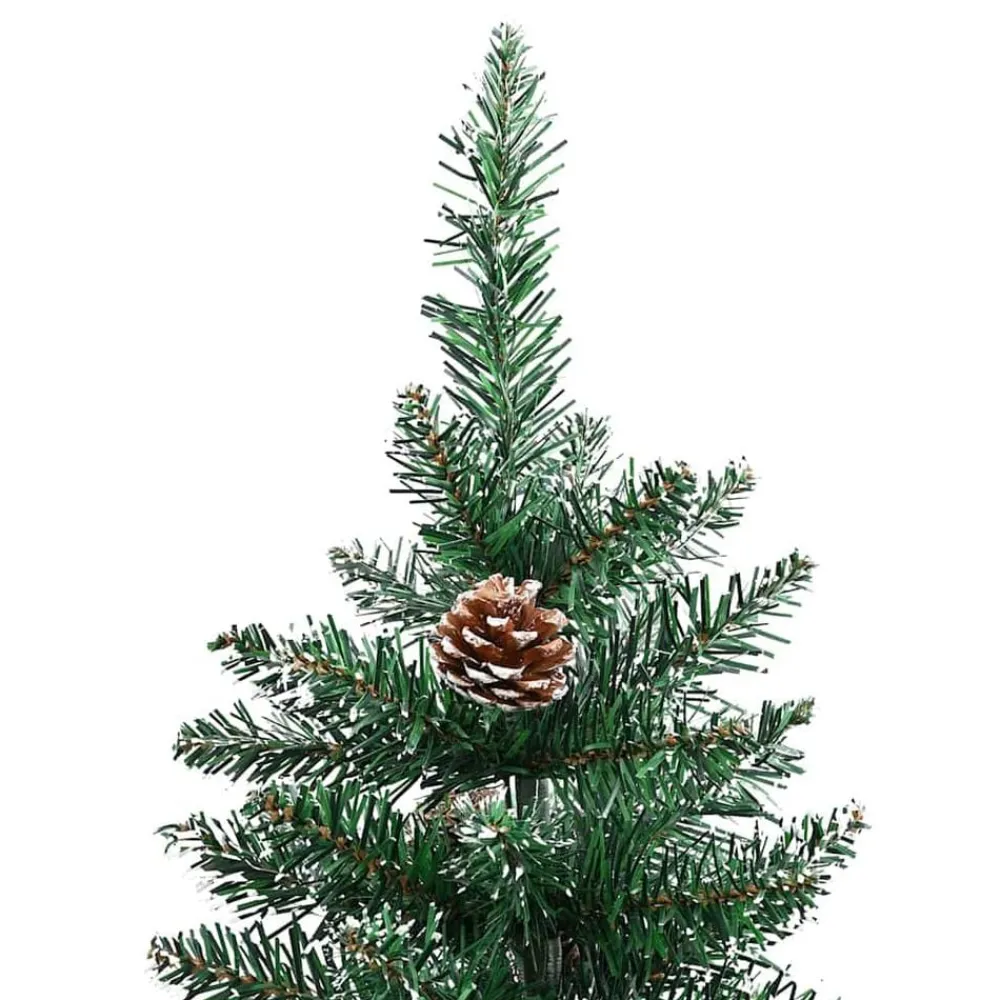 vidaXL Decoración-Árbol de Navidad Delgado con 300 LED con soporte Verde 180 cm