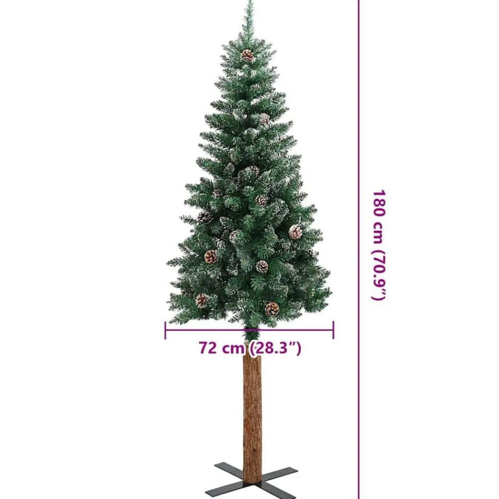 vidaXL Decoración-Árbol de Navidad Delgado con 300 LED con soporte Verde 180 cm