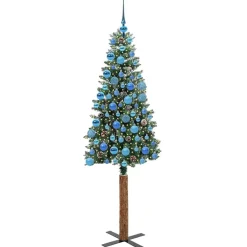vidaXL Decoración-Árbol de Navidad Delgado con 300 LED con soporte Verde 180 cm