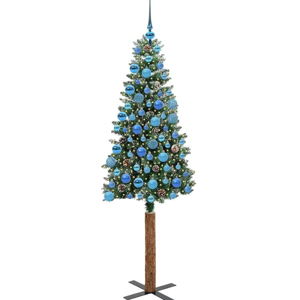 vidaXL Decoración-Árbol de Navidad Delgado con 300 LED con soporte Verde 180 cm