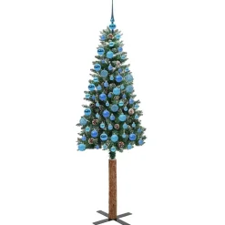 vidaXL Decoración-Árbol de Navidad Delgado con 300 LED con soporte Verde 180 cm