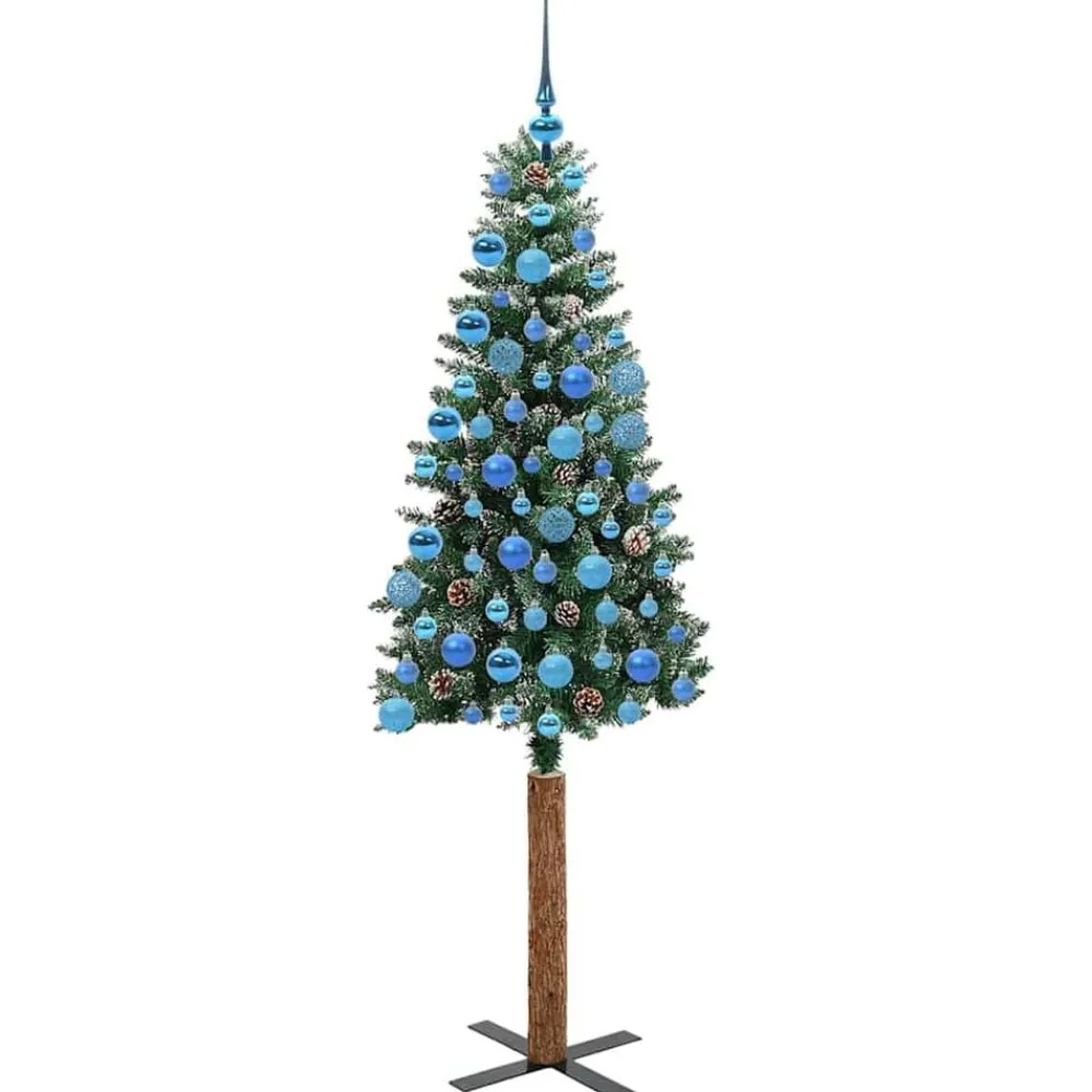 vidaXL Decoración-Árbol de Navidad Delgado con 300 LED con soporte Verde 180 cm