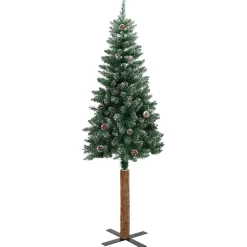 vidaXL Decoración-Árbol de Navidad Delgado con 300 LED con soporte Verde 180 cm