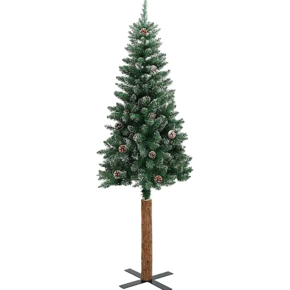 vidaXL Decoración-Árbol de Navidad Delgado con 300 LED con soporte Verde 180 cm
