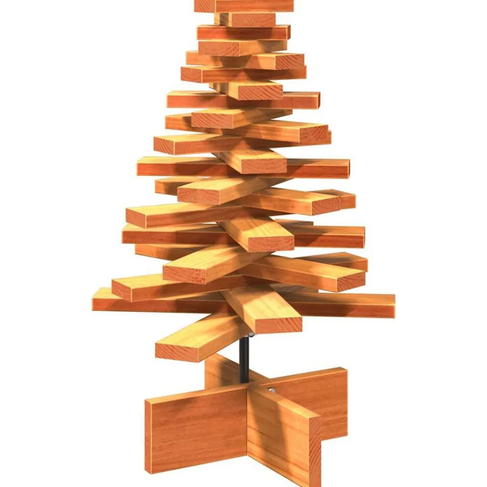 vidaXL Decoración-Árbol de Navidad de adorno madera maciza pino marrón cera 60 cm