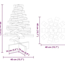 vidaXL Decoración-Árbol de Navidad de adorno madera maciza pino marrón cera 60 cm