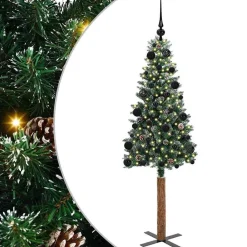vidaXL Decoración-Árbol de Navidad Delgado con 150 LED con soporte Verde 150 cm