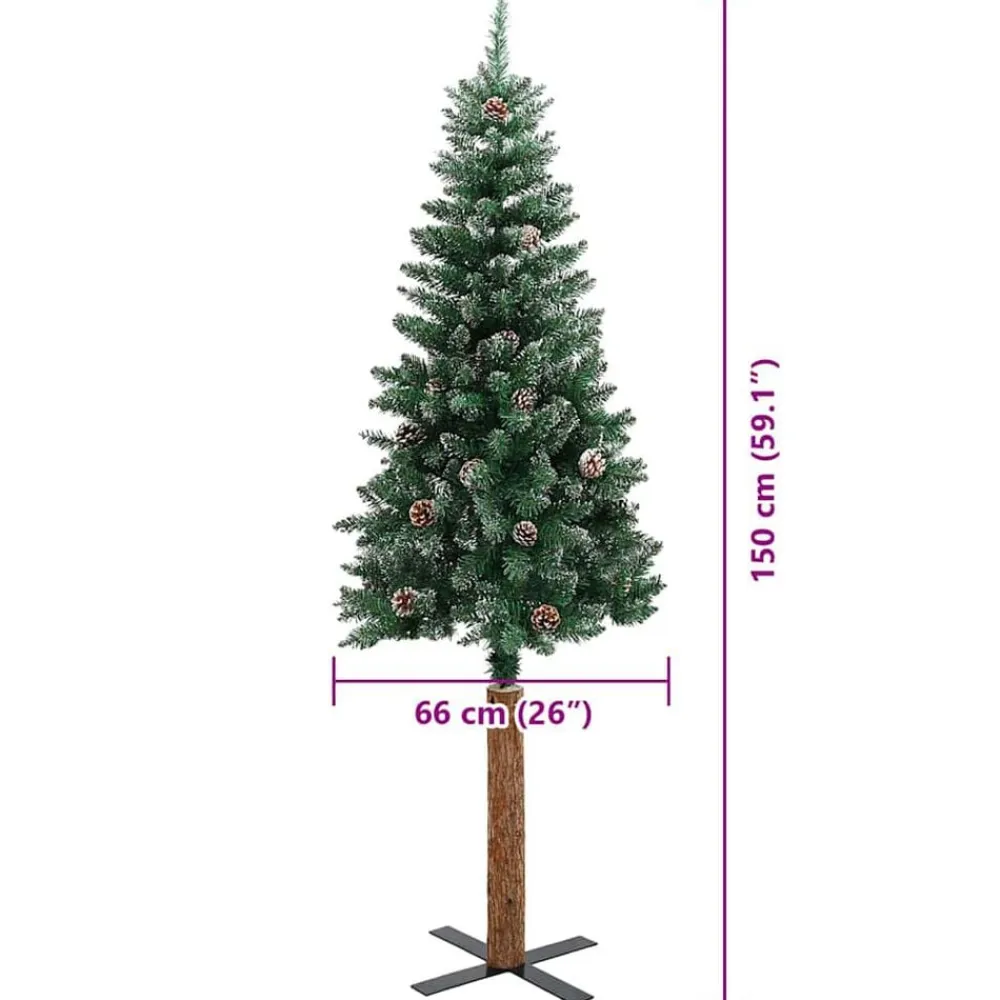 vidaXL Decoración-Árbol de Navidad Delgado con 150 LED con soporte Verde 150 cm