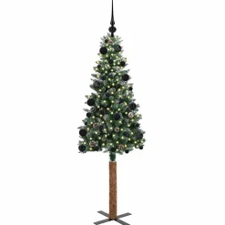 vidaXL Decoración-Árbol de Navidad Delgado con 150 LED con soporte Verde 150 cm