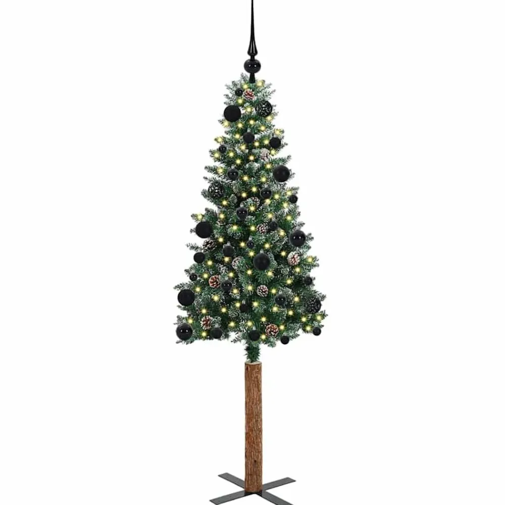 vidaXL Decoración-Árbol de Navidad Delgado con 150 LED con soporte Verde 150 cm