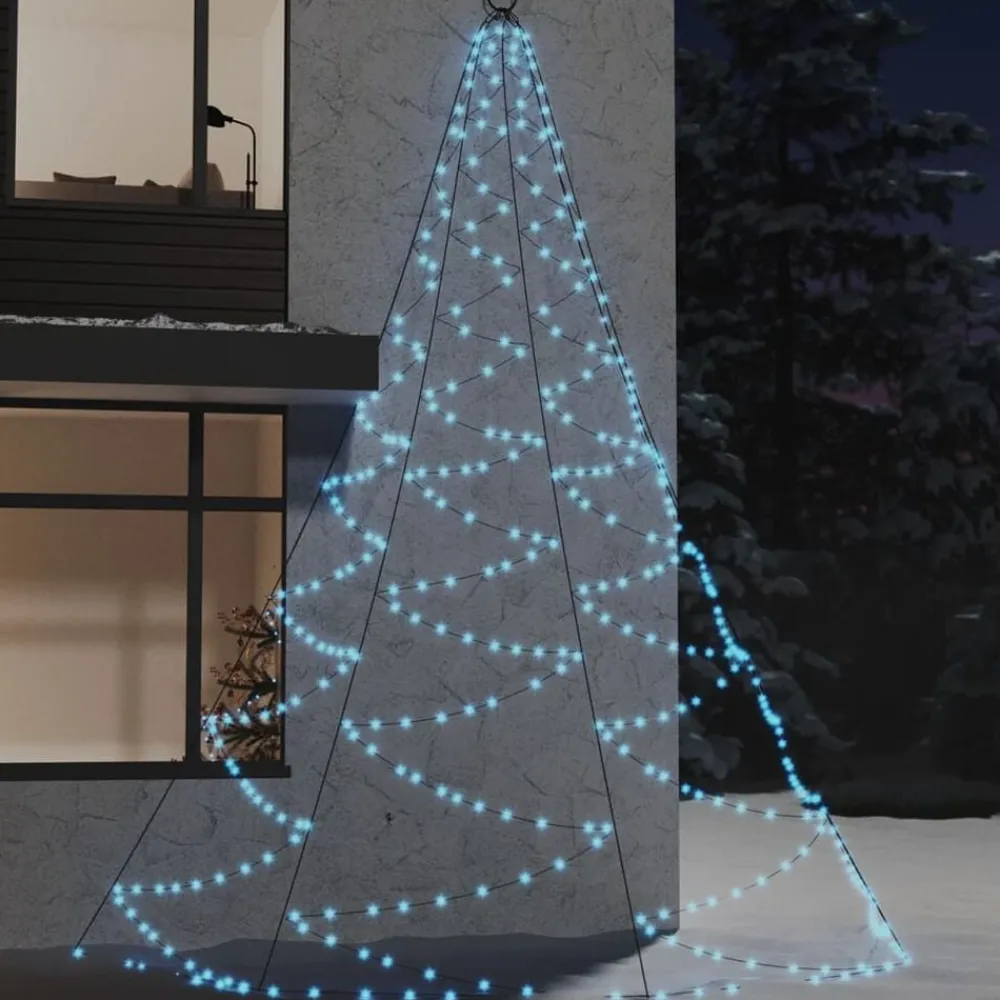 vidaXL Iluminación-Árbol de pared con gancho metálico 720 LED blanco frío 5 m